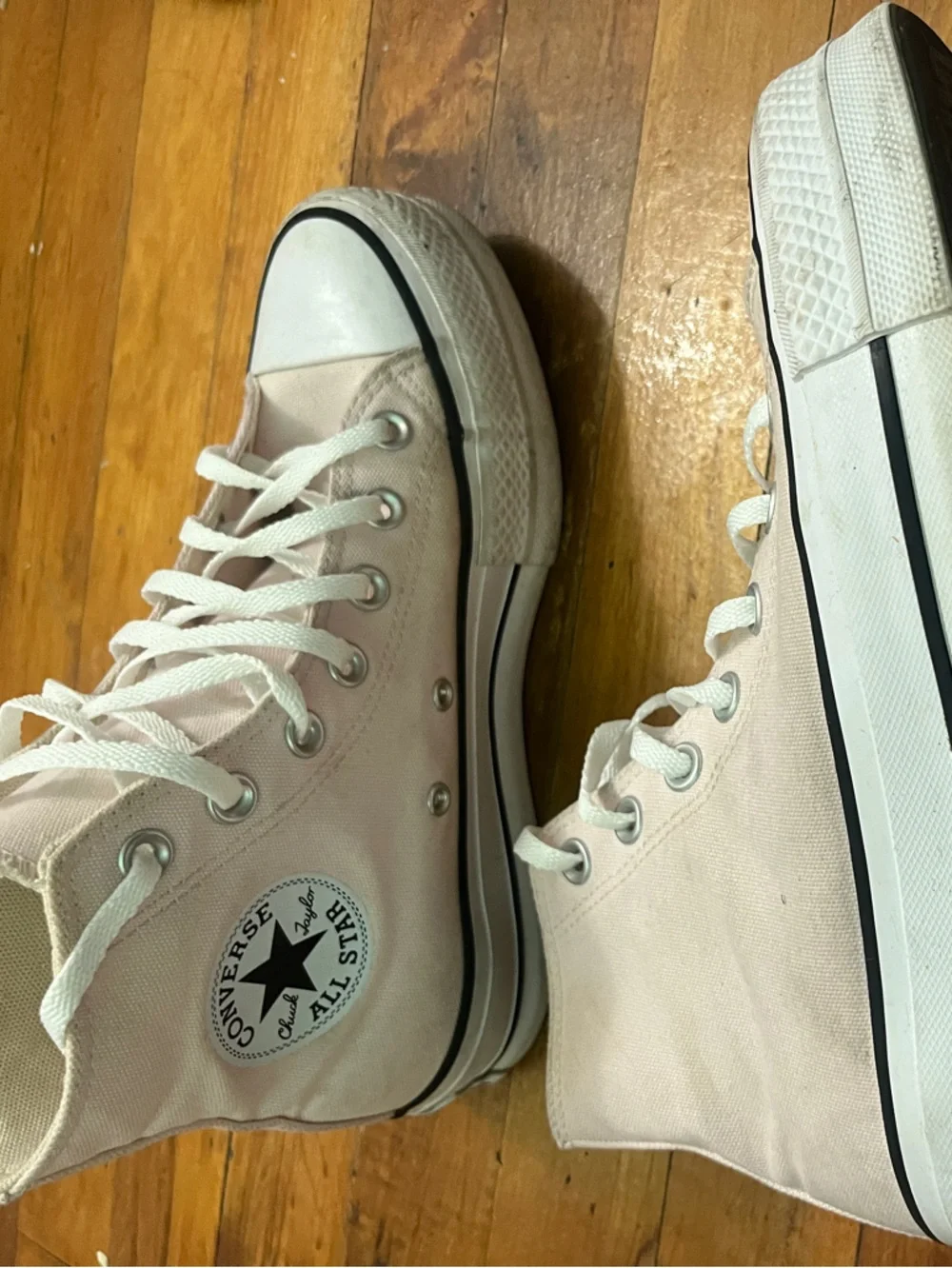 Converse chuck Taylor  High Top Platform Sneakers - Pale Pink & White - Picture 5 of 8